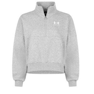 Under Armour Women's Sweatshirt Overized Grey Icon Fleece Half Zip Pullover 2XL